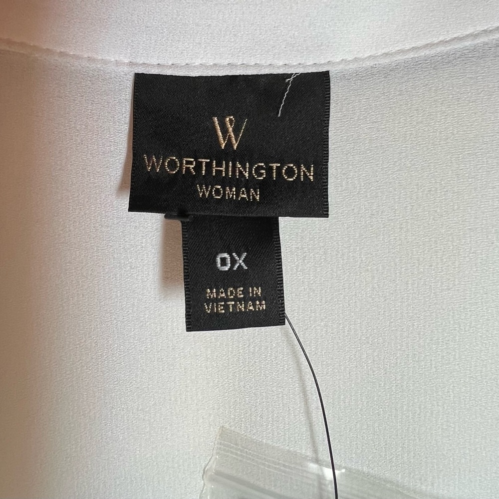 NWT Worthington White Black Tipping Blouse - Picture 6 of 7
